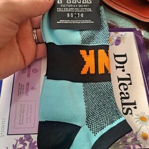 PINK Victoria's Secret Black and Teal Socks